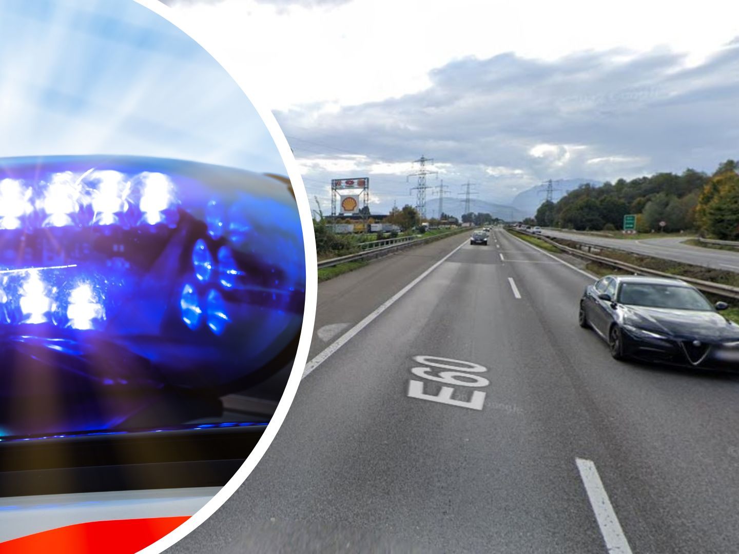 Unfall auf der Rheintalautobahn