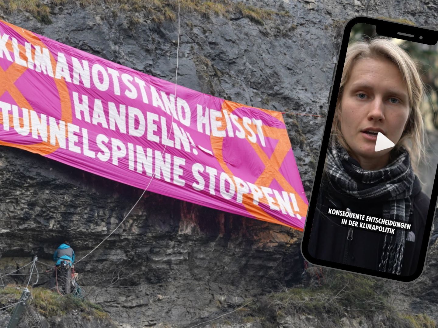 Riesiges Banner an Feldkircher Felswand enthüllt