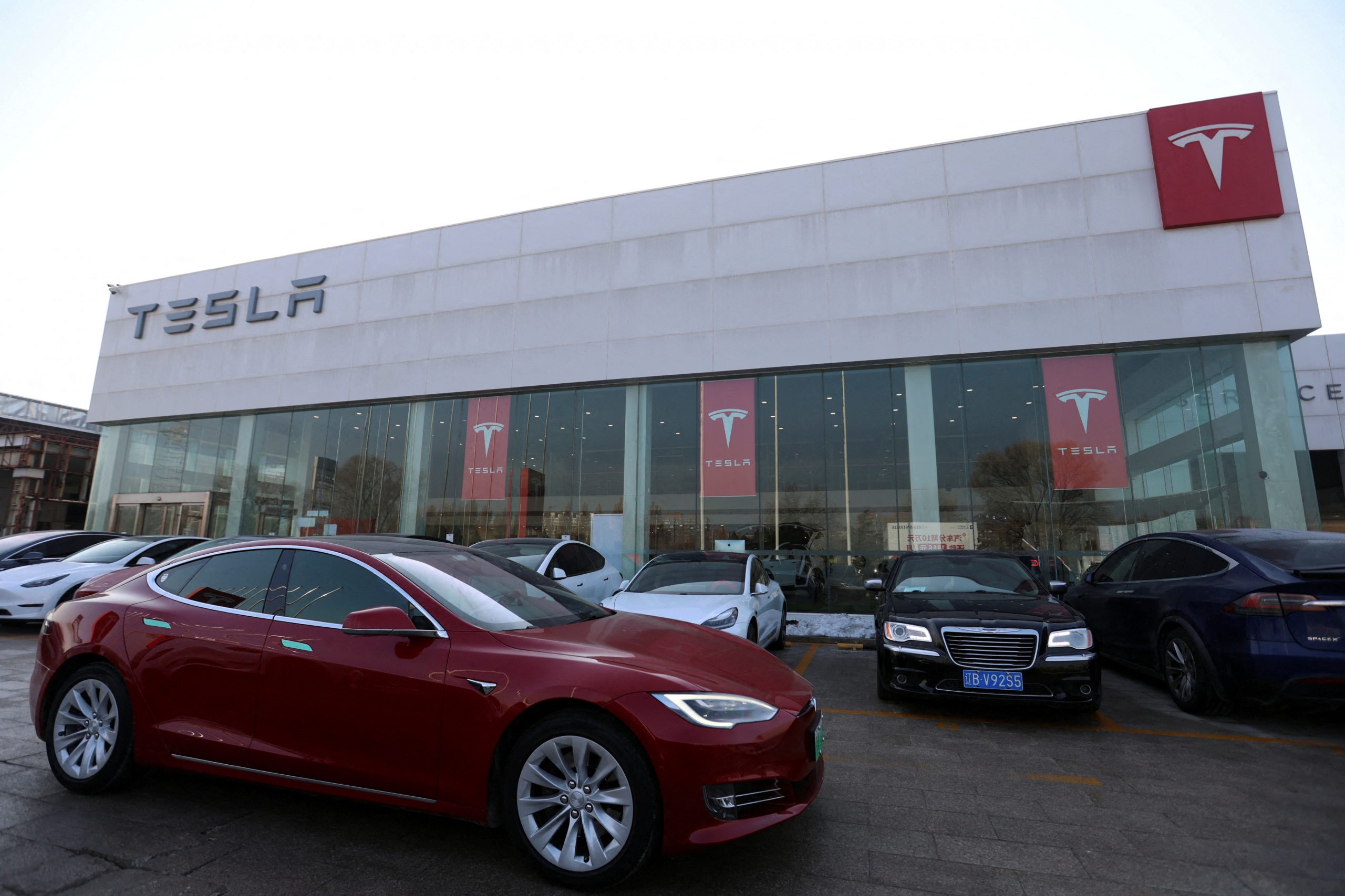 Ein Tesla Auto in Beijing am 4.1 Ein Tesla Auto in Beijing am 4.1