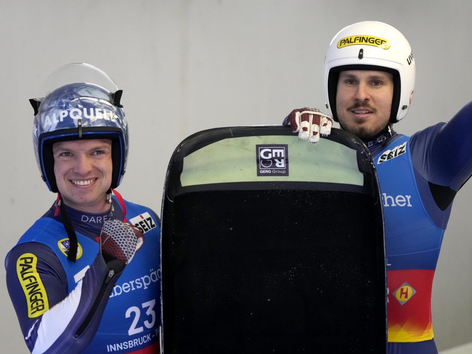 Thomas Steu und Wolfgang Kindl holen sich eine Medaille bei der WM in Altenberg.