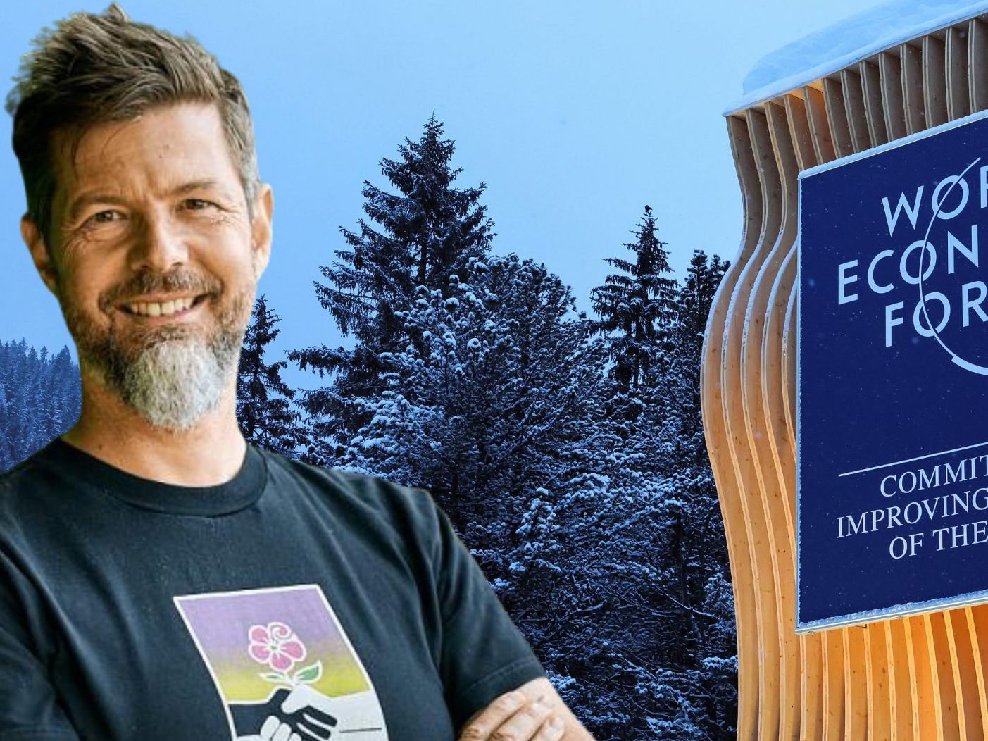Jodok Batlogg mit seinem Start-up Tree.ly auf dem World Economic Forum in Davos.
