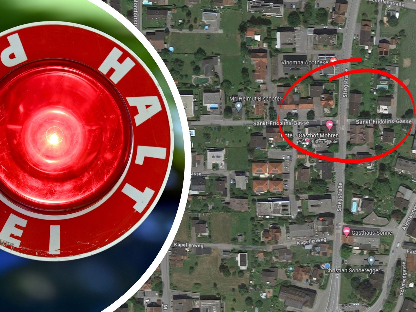 Der Vorfall ereignete sich an der Kreuzung Stiegstraße - St. Fridolin-Gasse in Rankweil.
