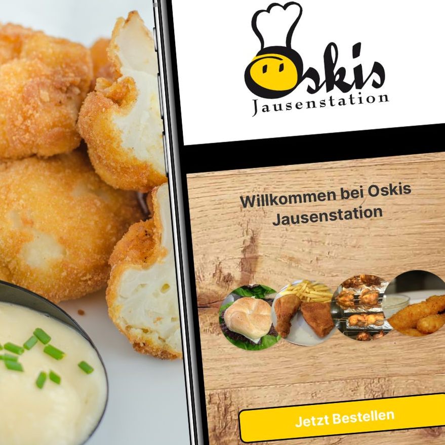 Hier gibt es eine breite Auswahl an deftigen Speisen und frischen Salaten.