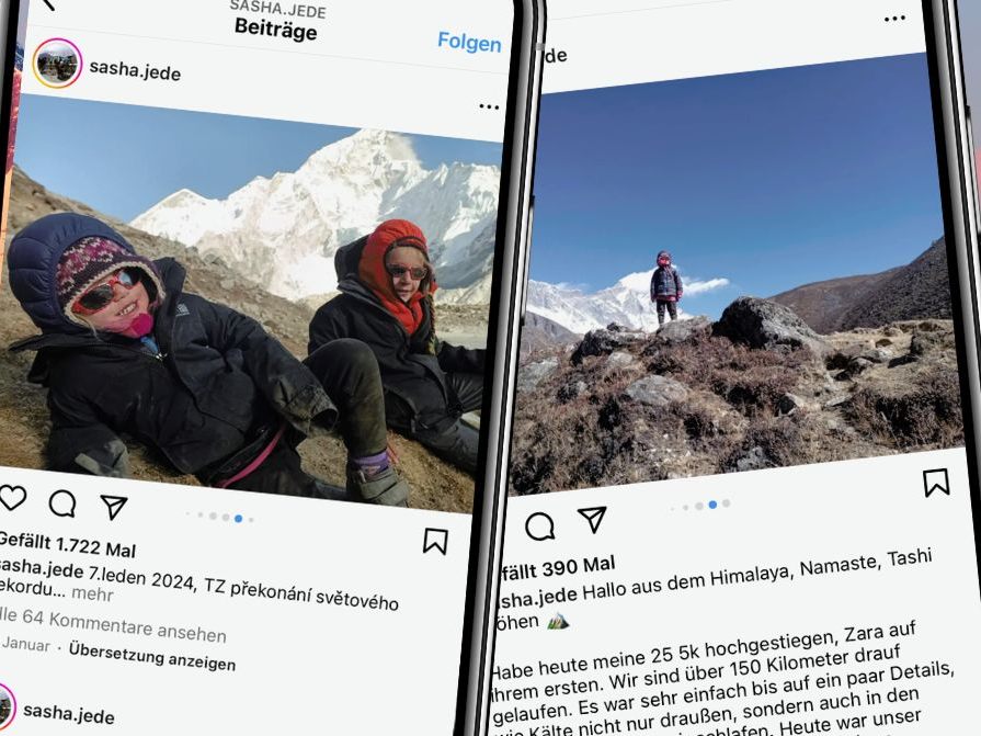 Eine vierjährige Tschechin erreichte als jüngster Mensch das Basislager des Mount Everest. Eine vierjährige Tschechin erreichte als jüngster Mensch das Basislager des Mount Everest.