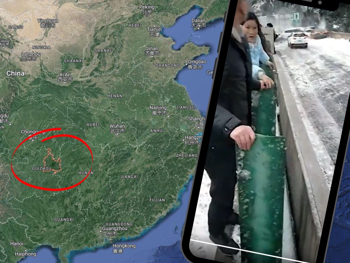 Die chinesischen Autolenker waren auf der vereisten Fahrbahn nur mehr Passagiere. Die chinesischen Autolenker waren auf der vereisten Fahrbahn nur mehr Passagiere.