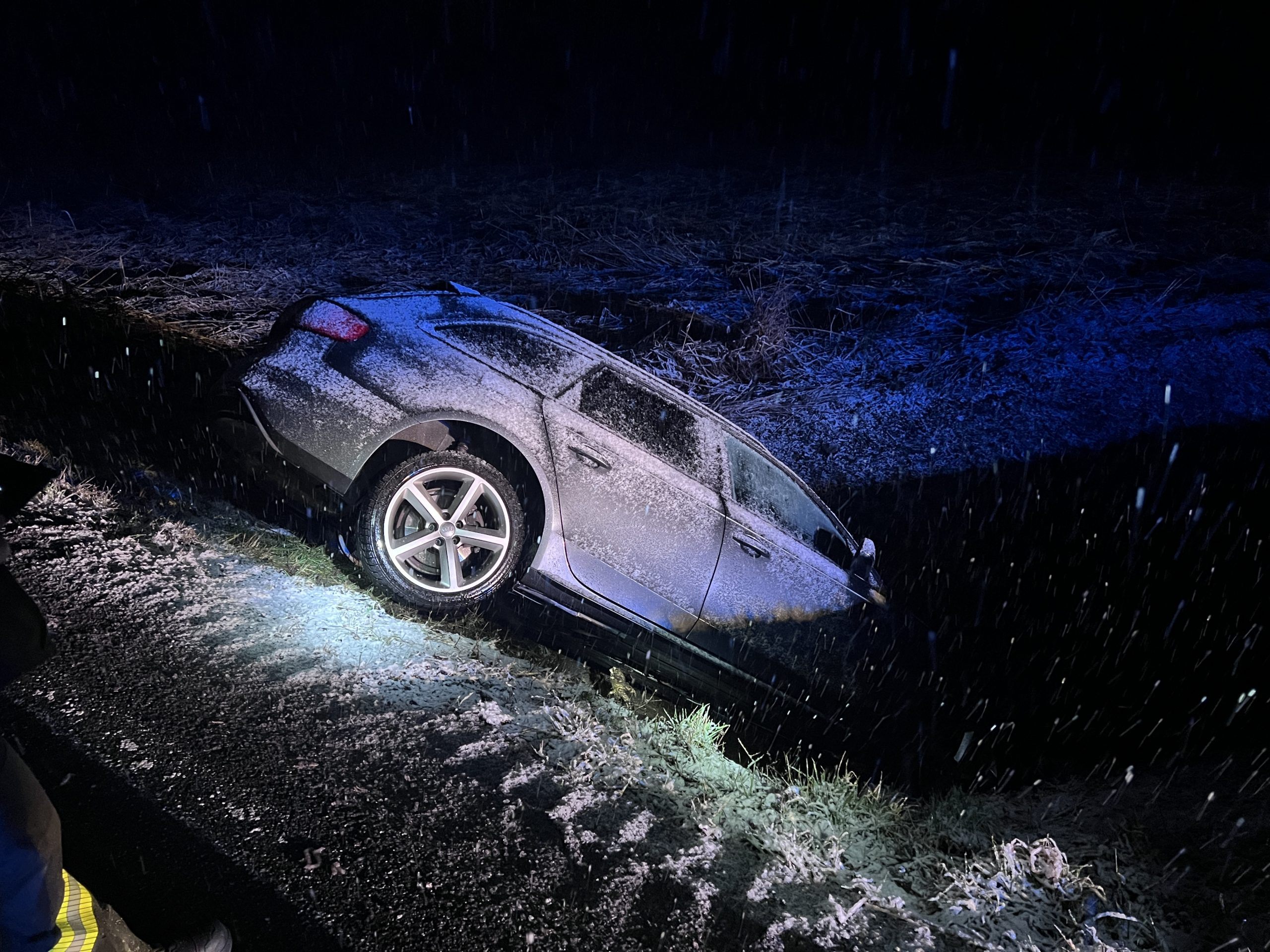 Ein Pkw-Lenker landete am Donnerstagabend mit seinem Fahrzeug in einem Graben in Lustenau.