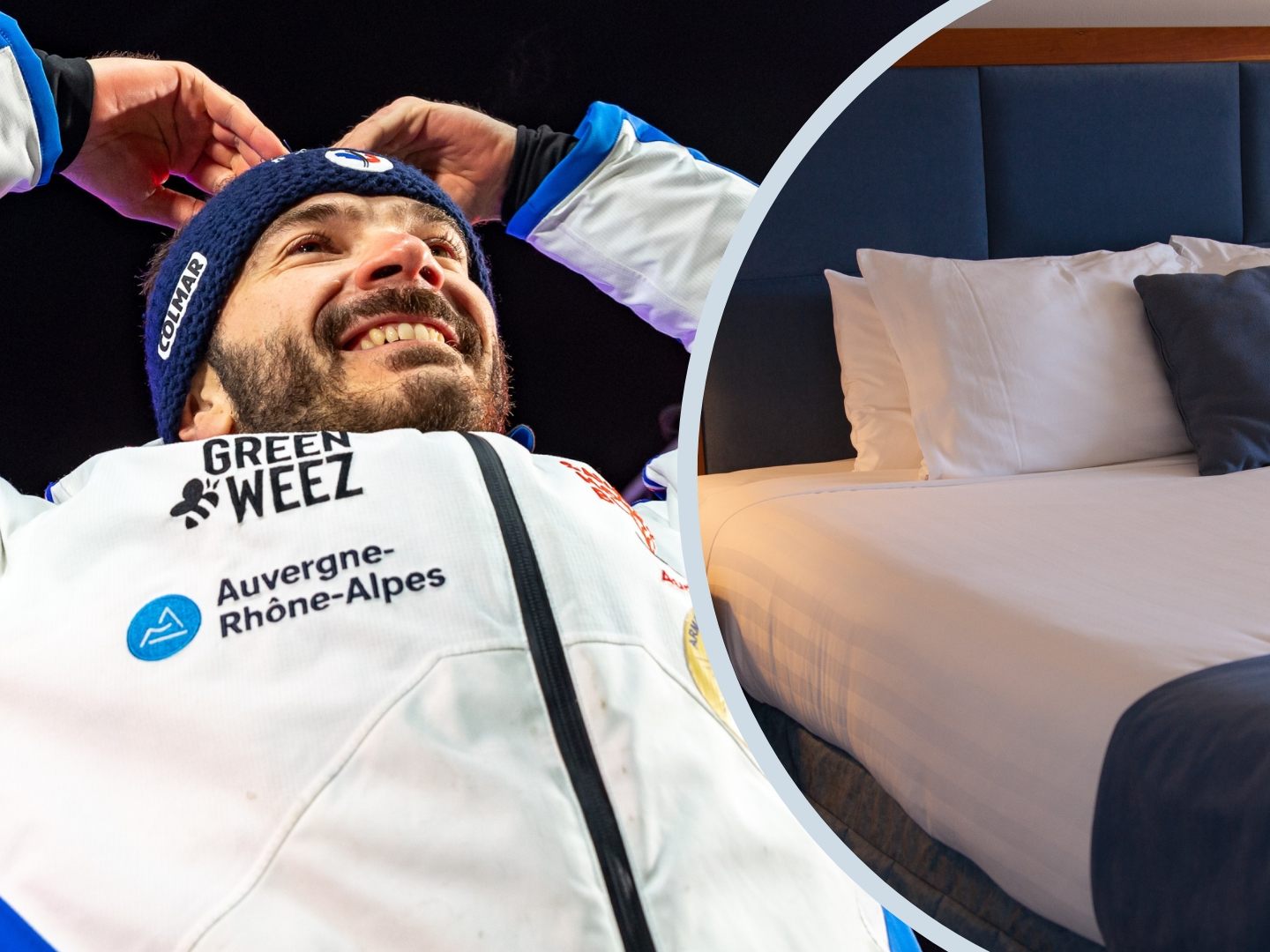Sarrazin feierte nach dem Sieg noch im Hotelzimmer - dabei ist sein Bett kaputt gegangen.