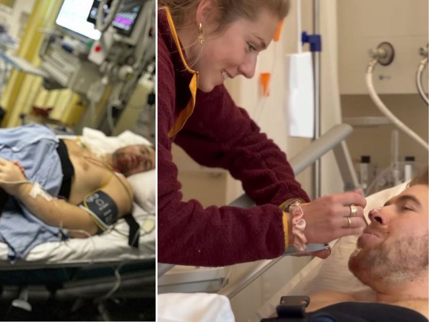 Shiffrin bei ihrem Aleks Kilde im Spital.