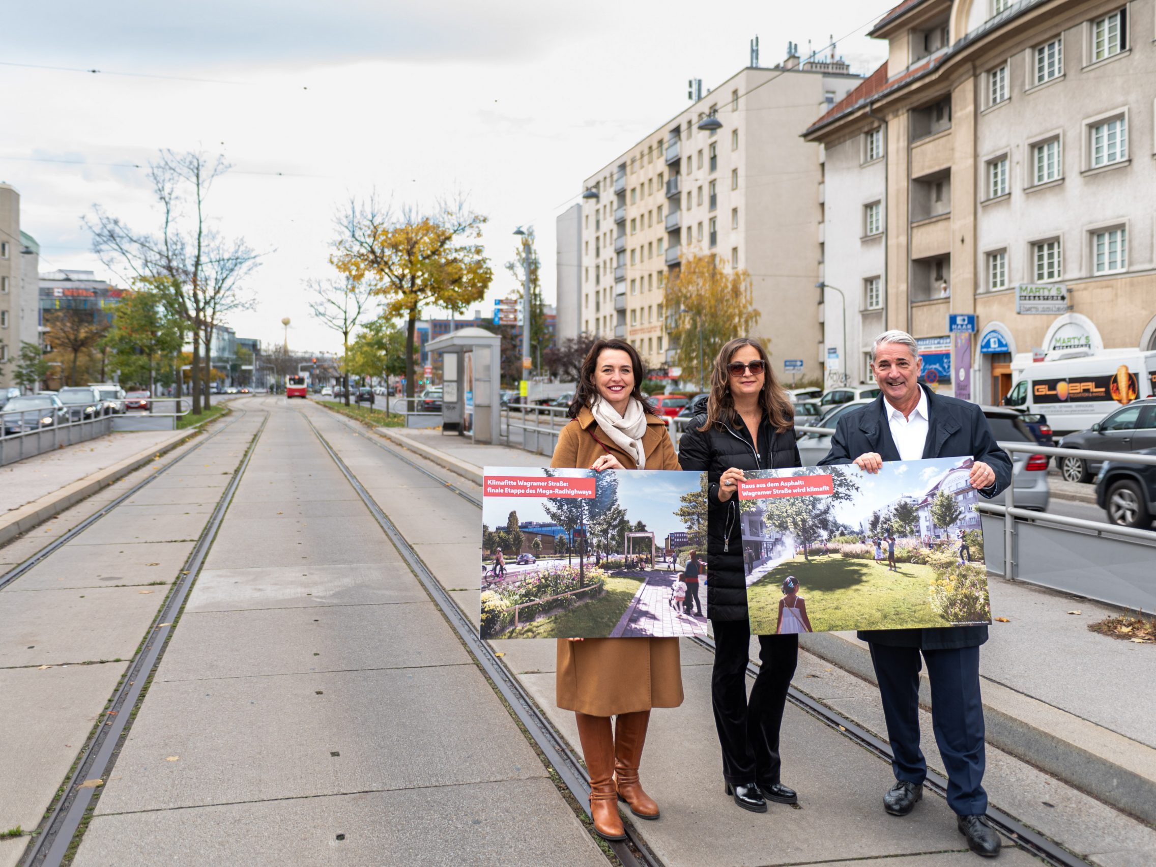 Die Wagramer Straße wird umgestaltet und klimafit gemacht.
