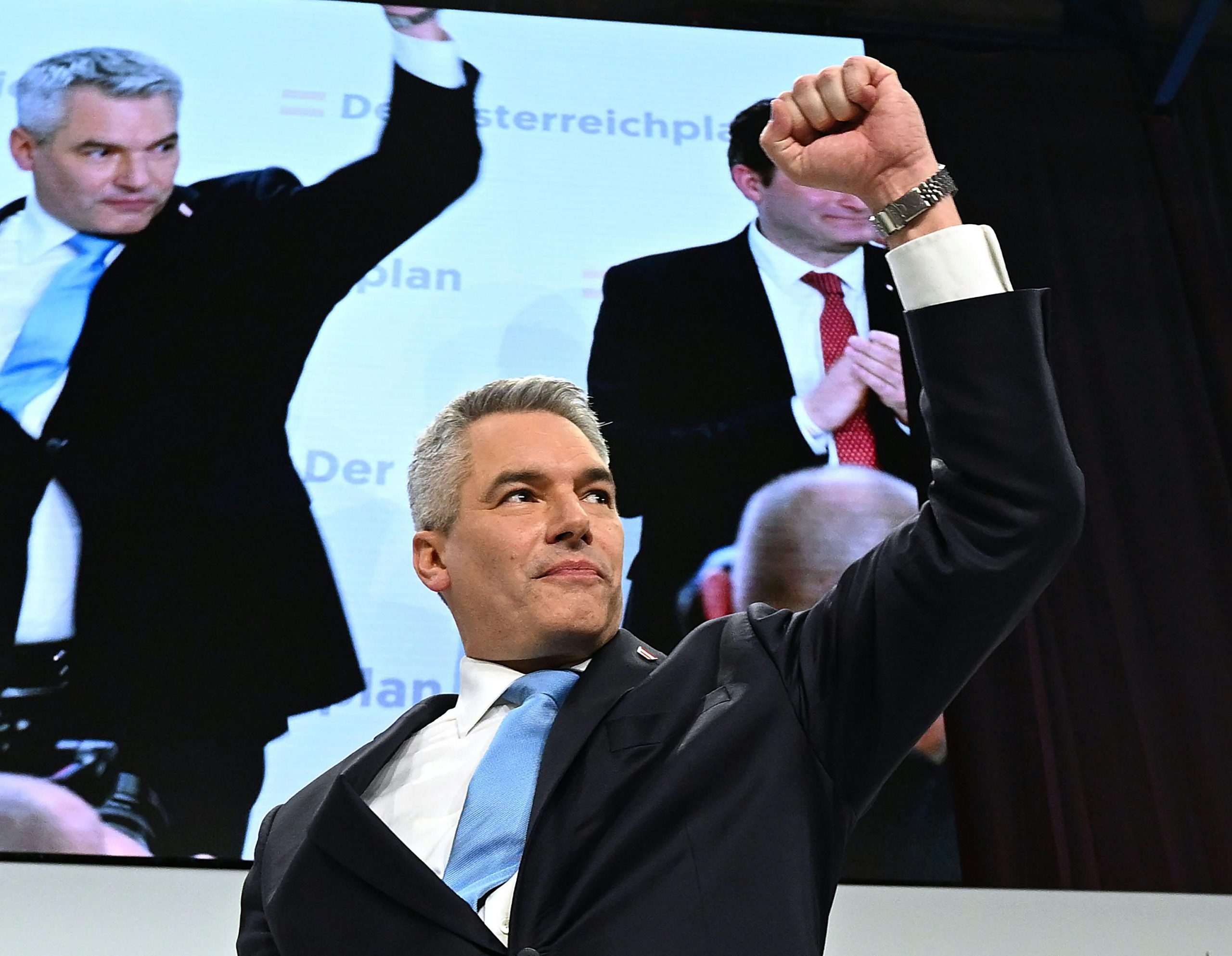 Bundeskanzler und ÖVP-Bundesparteiobmann Karl Nehammer am Freitag, 26. Jänner 2024, im Rahmen der ÖVP-Präsentation des "Österreichplans" in Wels Bundeskanzler und ÖVP-Bundesparteiobmann Karl Nehammer am Freitag, 26. Jänner 2024, im Rahmen der ÖVP-Präsentation des "Österreichplans" in Wels