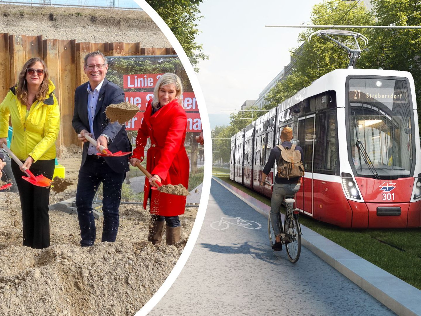 Baustart für die Straßenbahn-Linie 27. Baustart für die Straßenbahn-Linie 27.