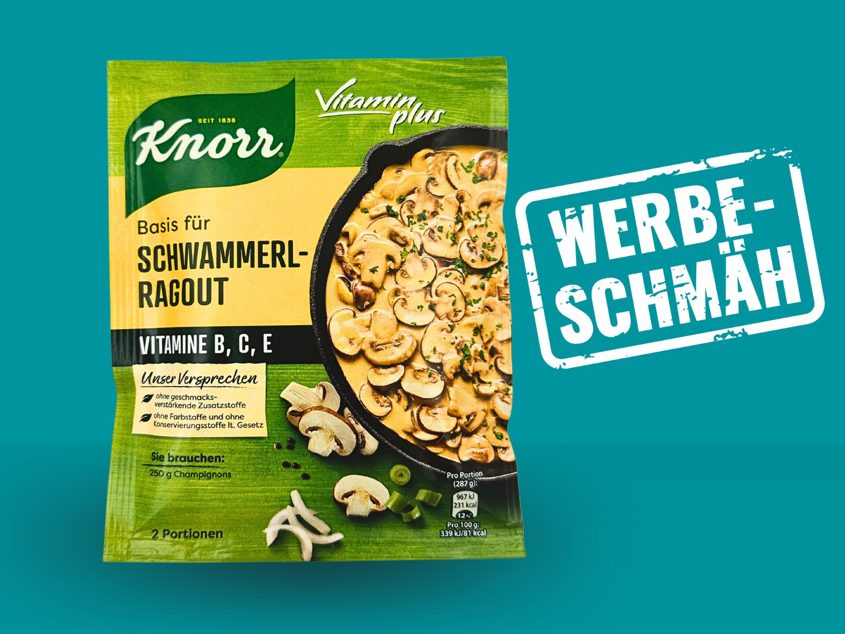 Die Knorr-Basis für Schwammerlragout ist der Werbeschmäh des Monats Februar 2024.