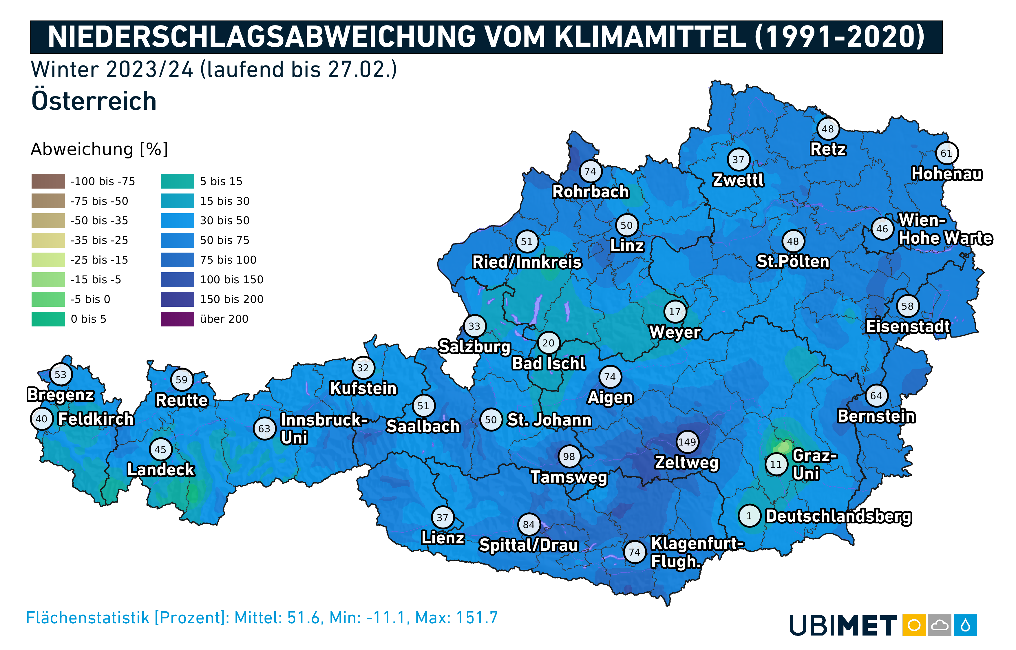 Niederschlagsabweichung vom Klimamittel Niederschlagsabweichung vom Klimamittel