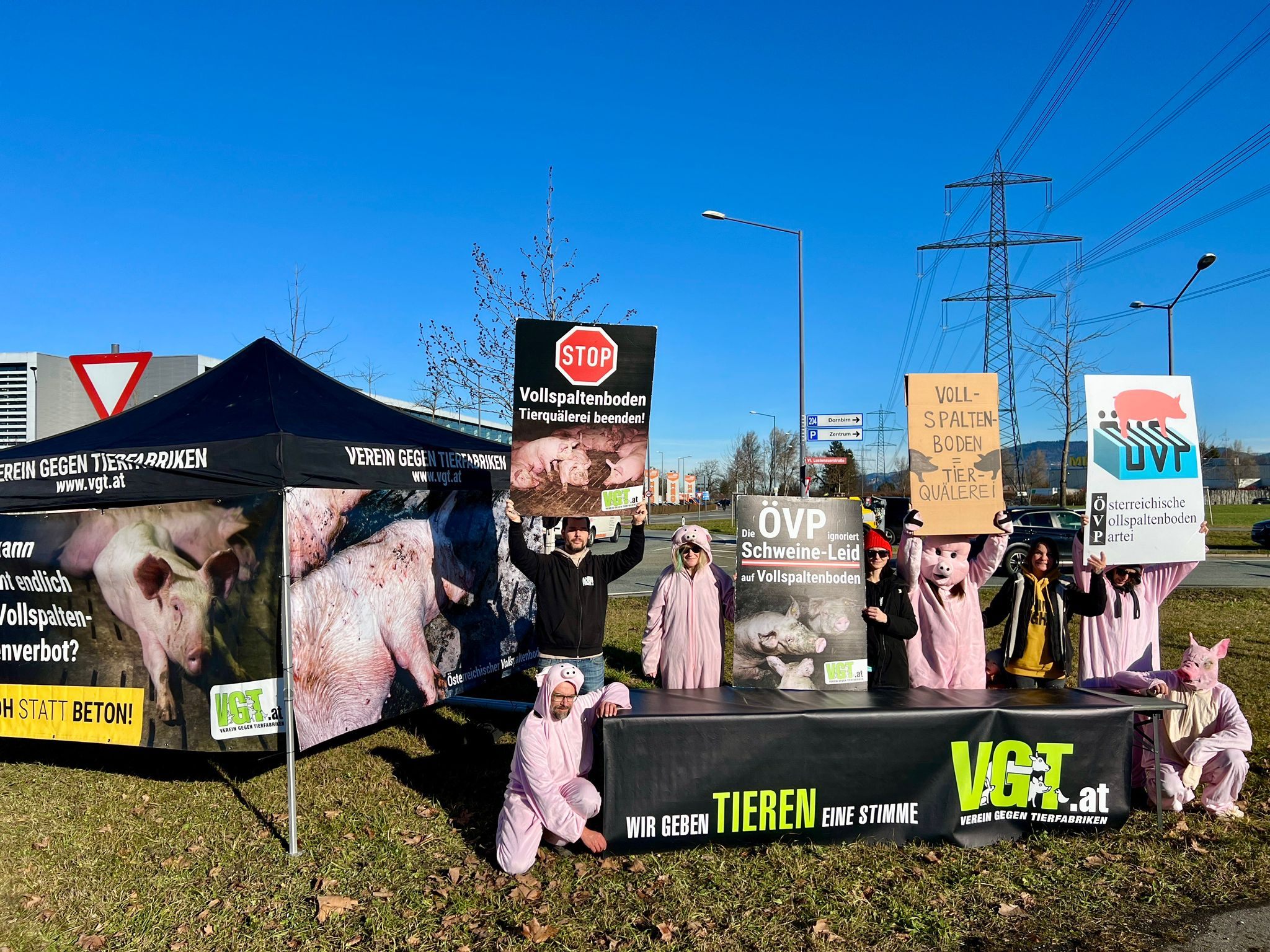 VGT protestiert gegen die Vollspaltenböden in der Schweinezucht VGT protestiert gegen die Vollspaltenböden in der Schweinezucht
