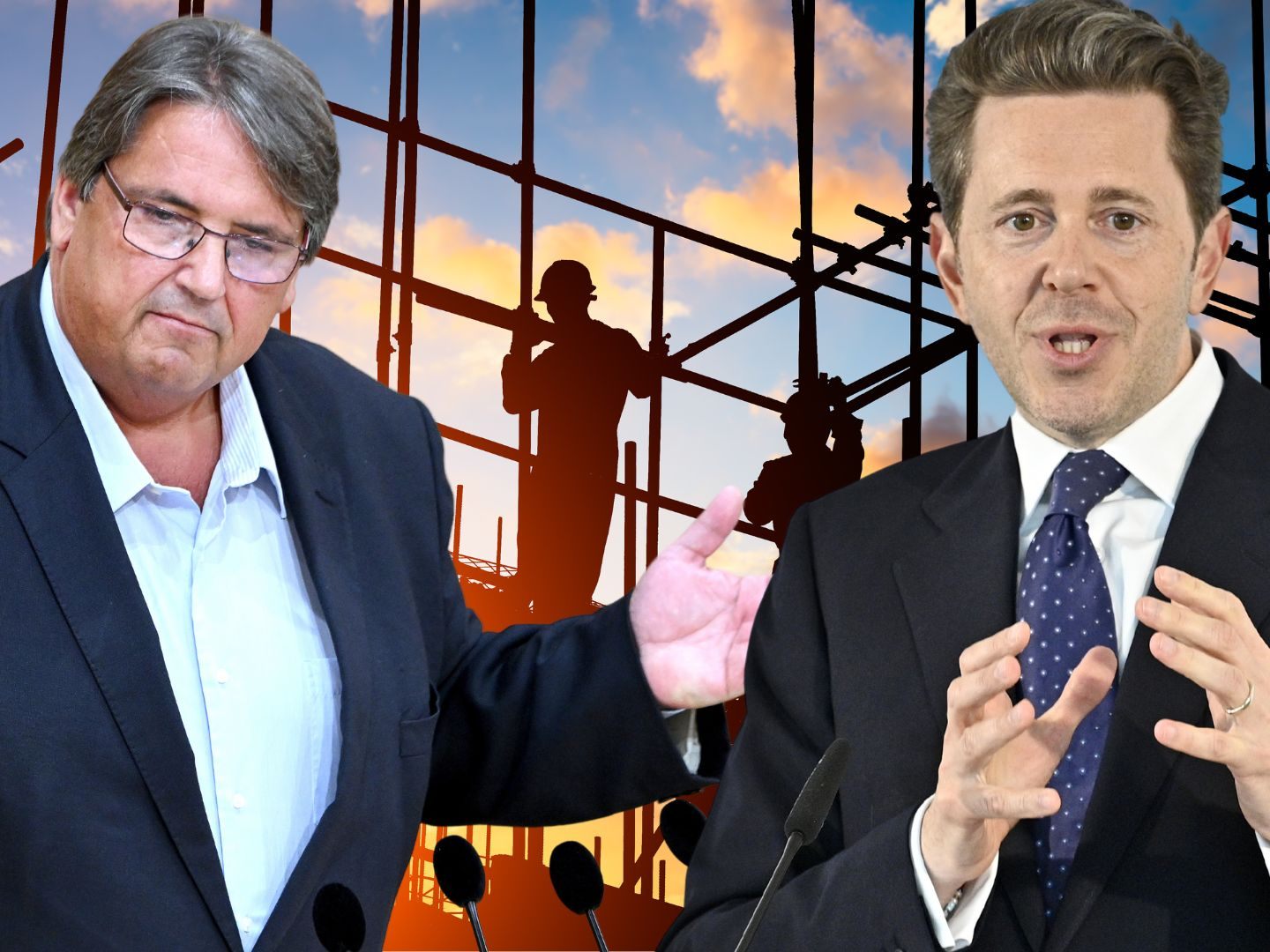 WKÖ-Präsident Mahrer (re.) und Bau-Holz-Gewerkschafter Muchitsch fordern von der Regierung ein Maßnahmenpaket für die Bauwirtschaft