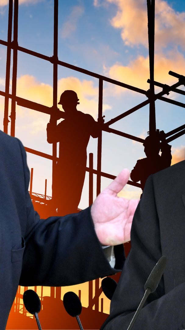 WKÖ-Präsident Mahrer (re.) und Bau-Holz-Gewerkschafter Muchitsch fordern von der Regierung ein Maßnahmenpaket für die Bauwirtschaft