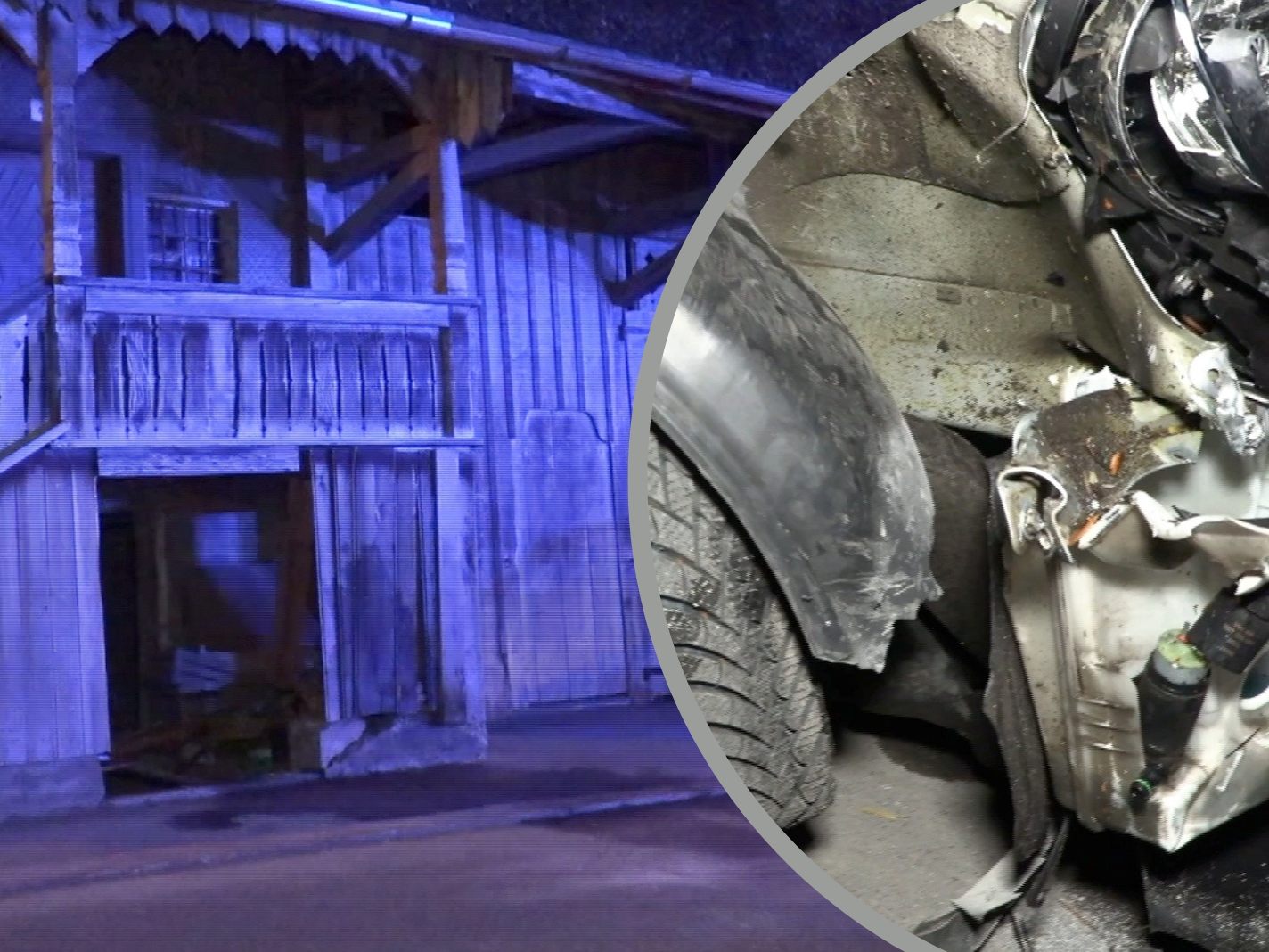 Ein Pkw-Lenker krachte in Bezau in ein Haus. Ein Pkw-Lenker krachte in Bezau in ein Haus.