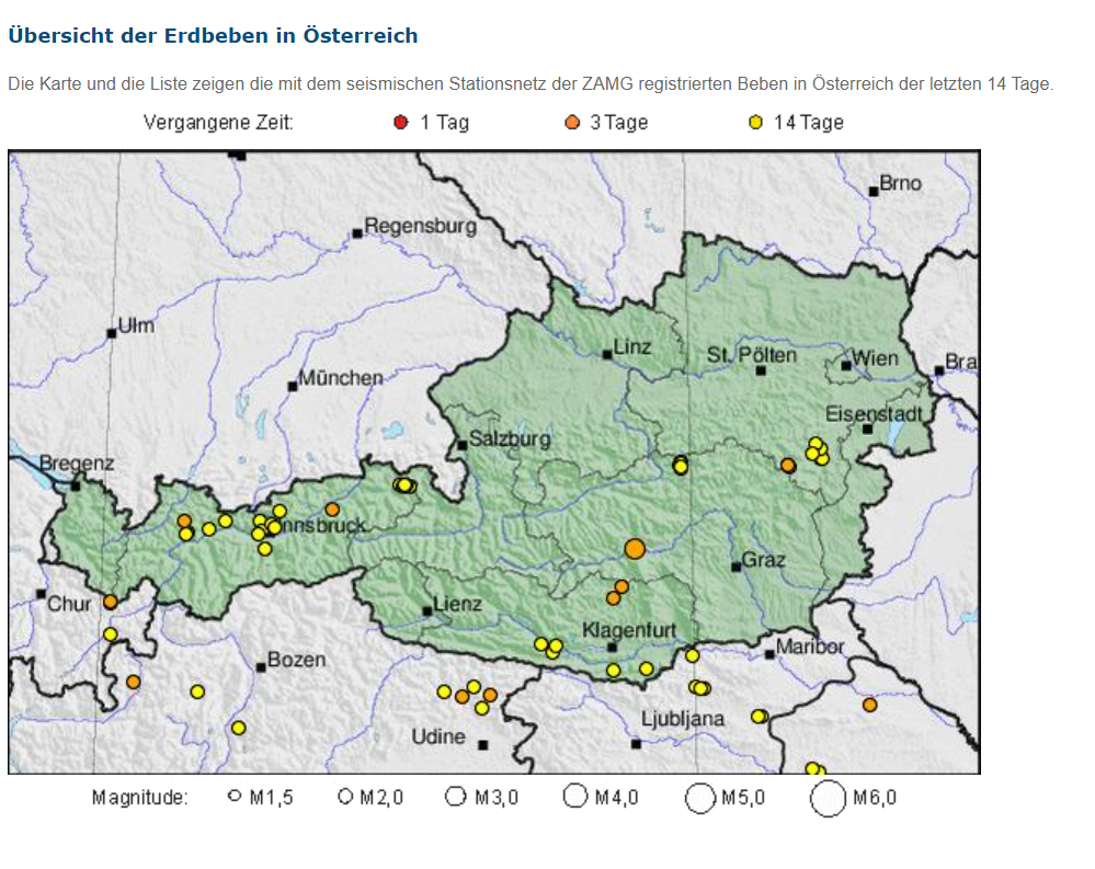 Übersicht der Erdbeben in Österreich Übersicht der Erdbeben in Österreich