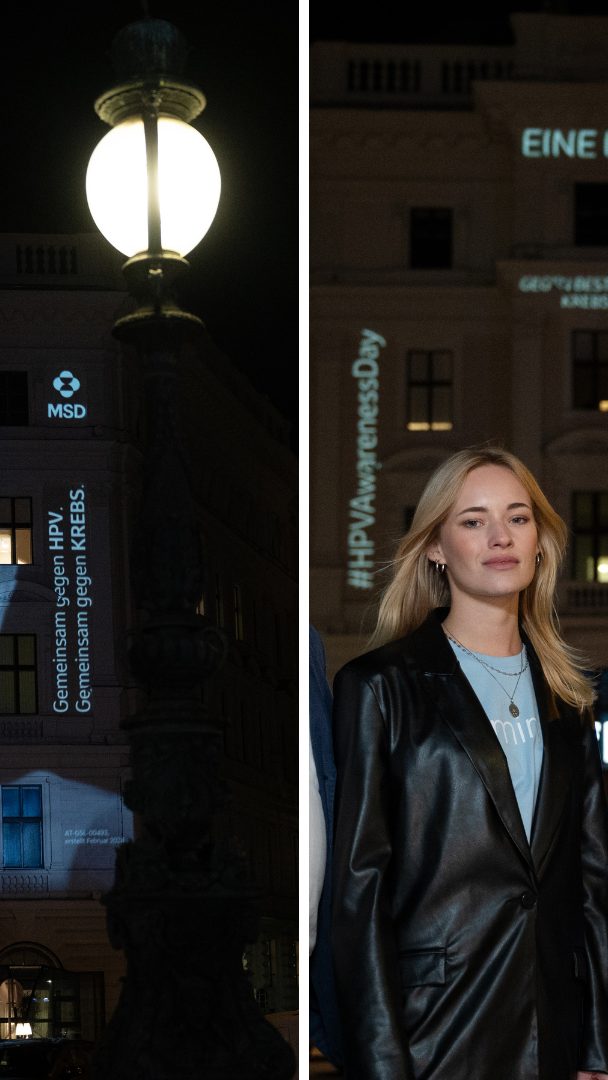 Beleuchtungsaktion anlässlich des HPV-Awareness-Tages setzt ein Zeichen in Wien.