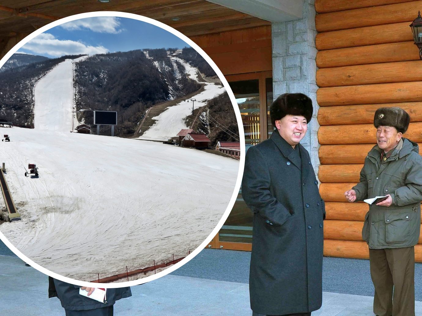 Russische Touristen auf Piste in Nordkorea Russische Touristen auf Piste in Nordkorea