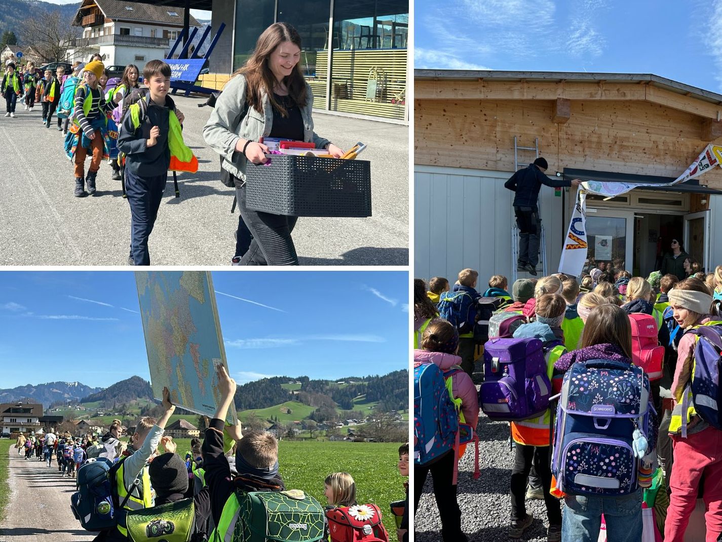 Die Andelsbucher Volksschüler nahmen Abschied von der Containerschule.