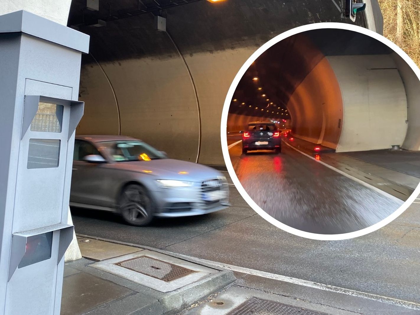 Der Blitzer vor dem Tunnel bleibt - der im Tunnel ist wieder weg.