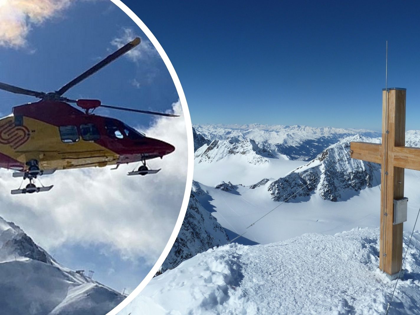 Notarzthubschrauber Robin 1 im Einsatz am Piz Buin. Notarzthubschrauber Robin 1 im Einsatz am Piz Buin.