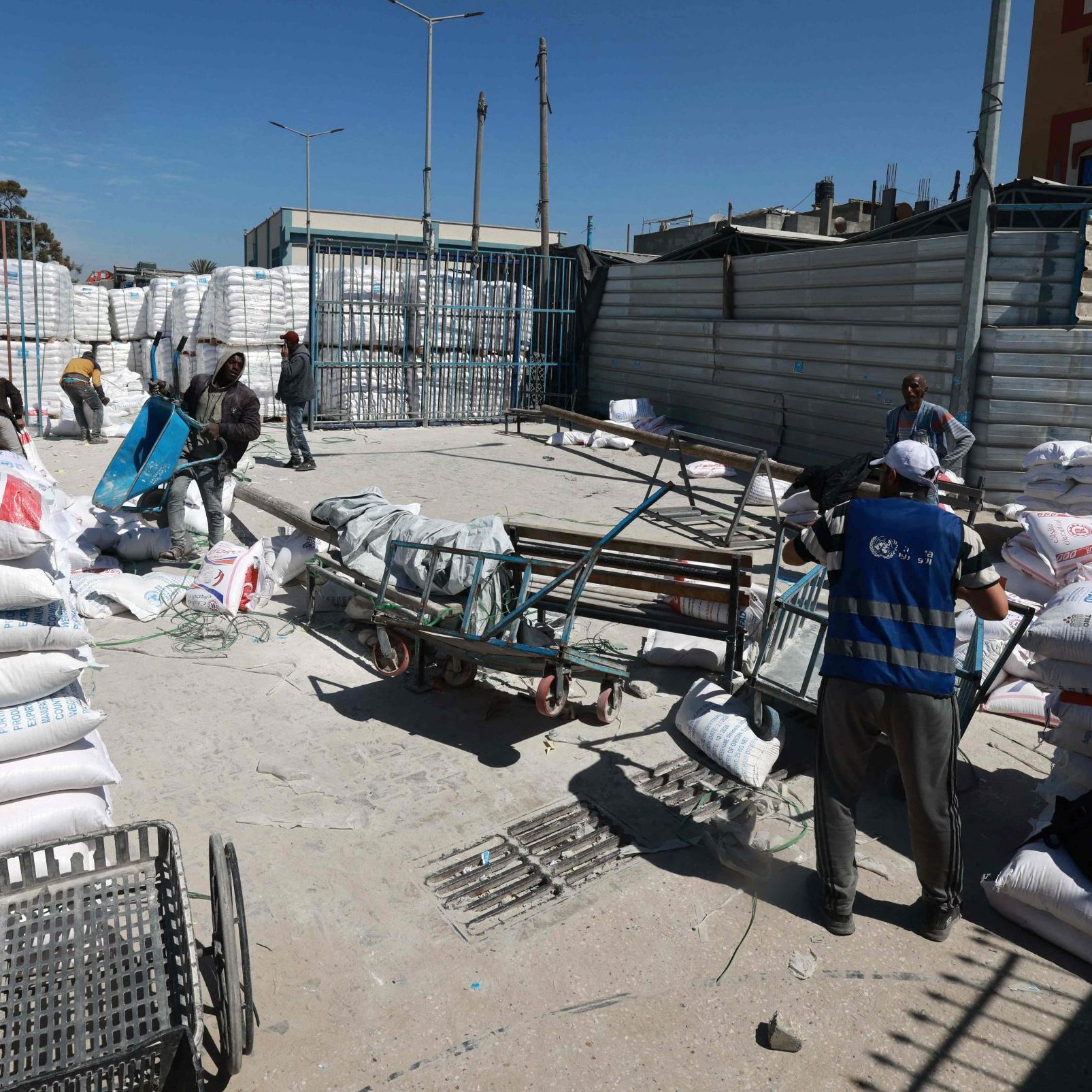 Ein Hilfsverteilungszentrum der UNO in Rafah