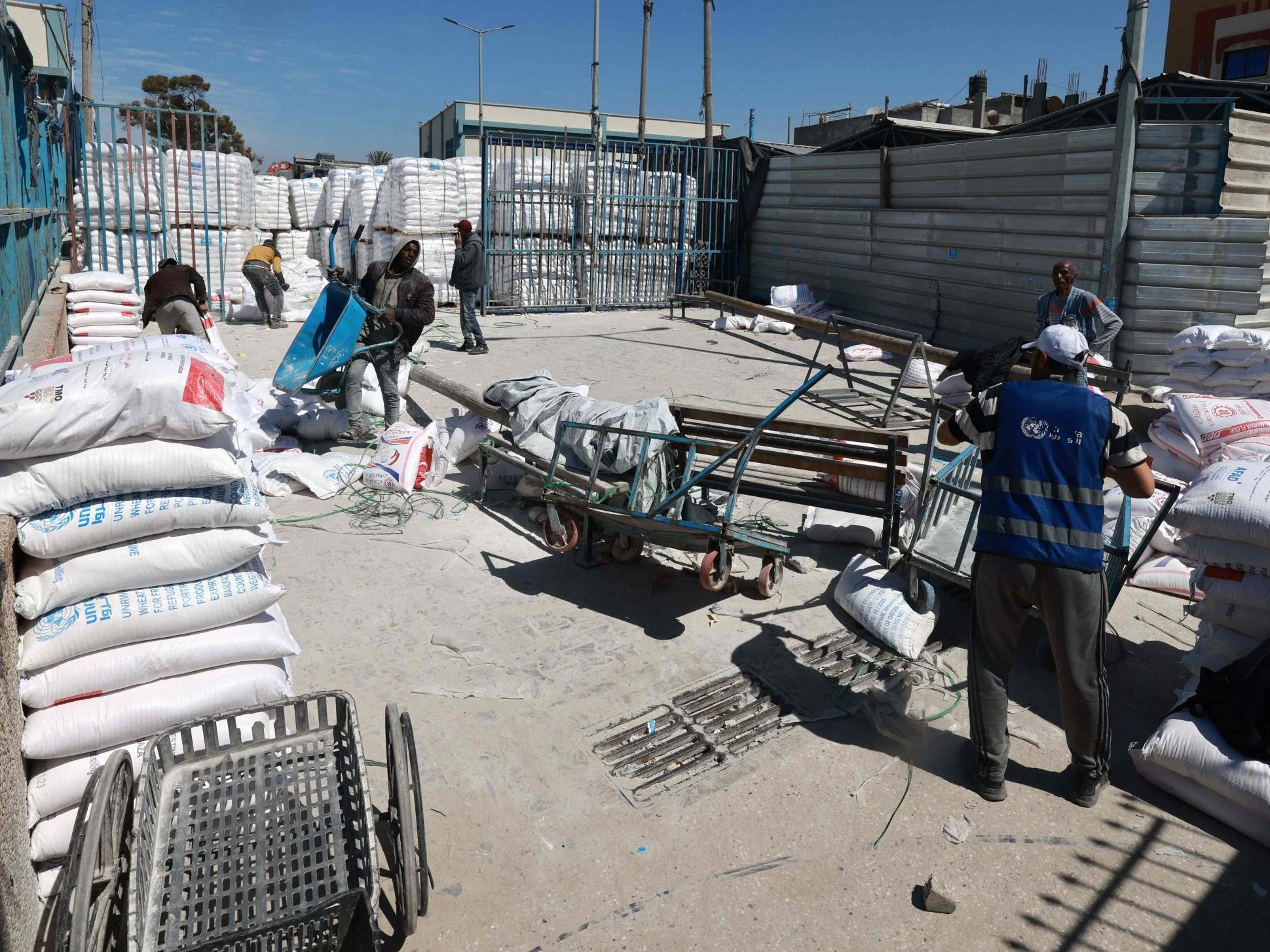 Ein Hilfsverteilungszentrum der UNO in Rafah