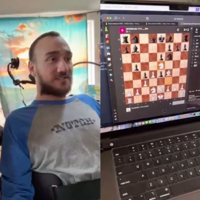 Ein Video zeigt, wie der gelähmte Mann mit Hilfe seiner Gedanken Online-Schach spielt.