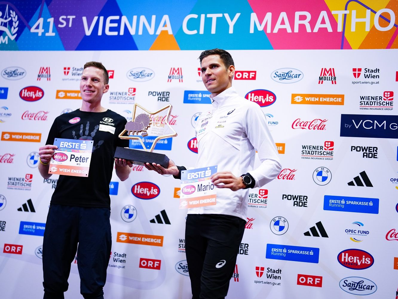 Herzog (links) und Bauernfeind zwei Tage vor dem Vienna City Marathon. Herzog (links) und Bauernfeind zwei Tage vor dem Vienna City Marathon.