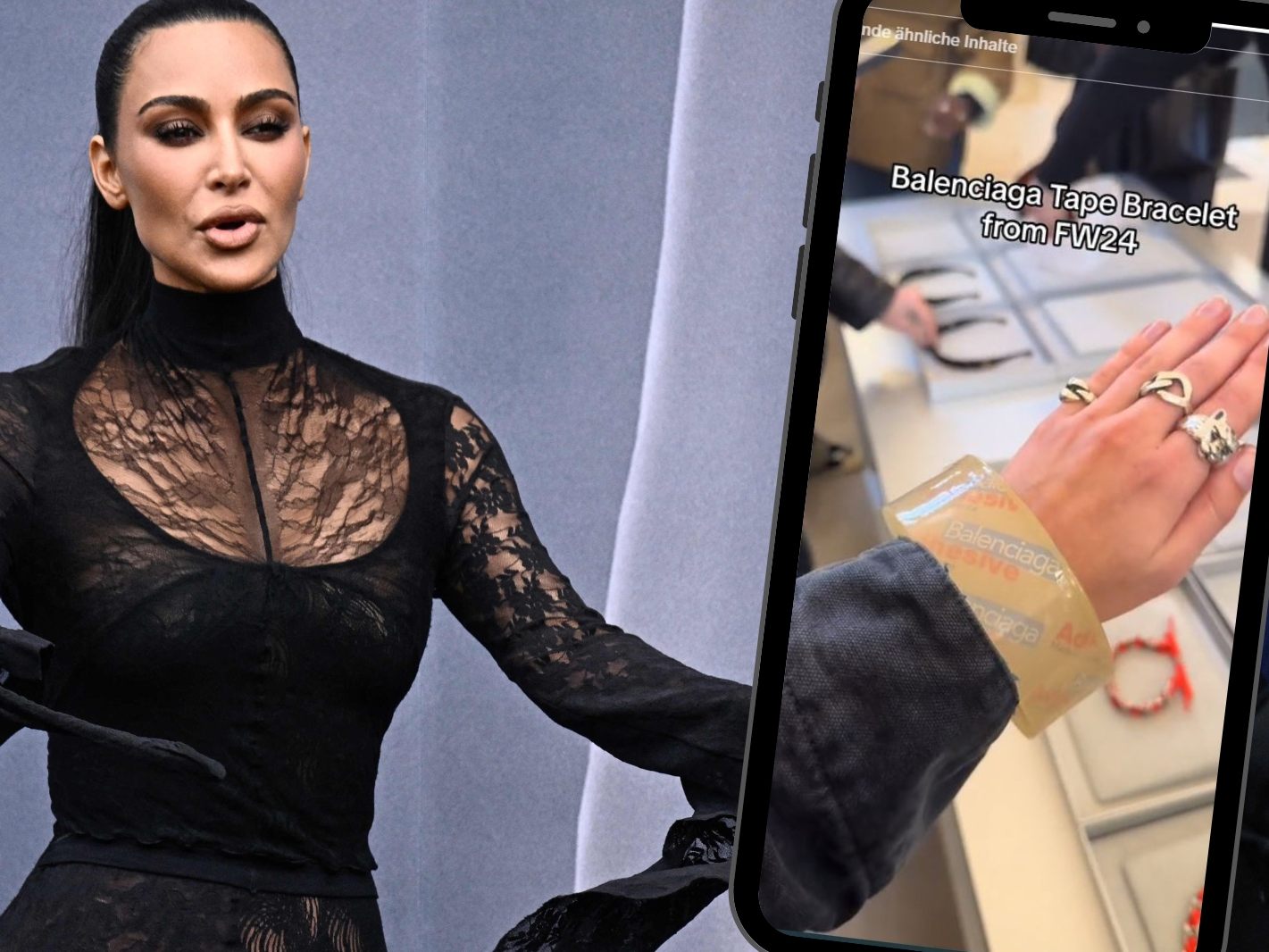 Kim Kardashian ist Edel-Fan der Marke Balenciaga -Ob sie das Klebeband-Armband besitzt, ist nicht bekannt.