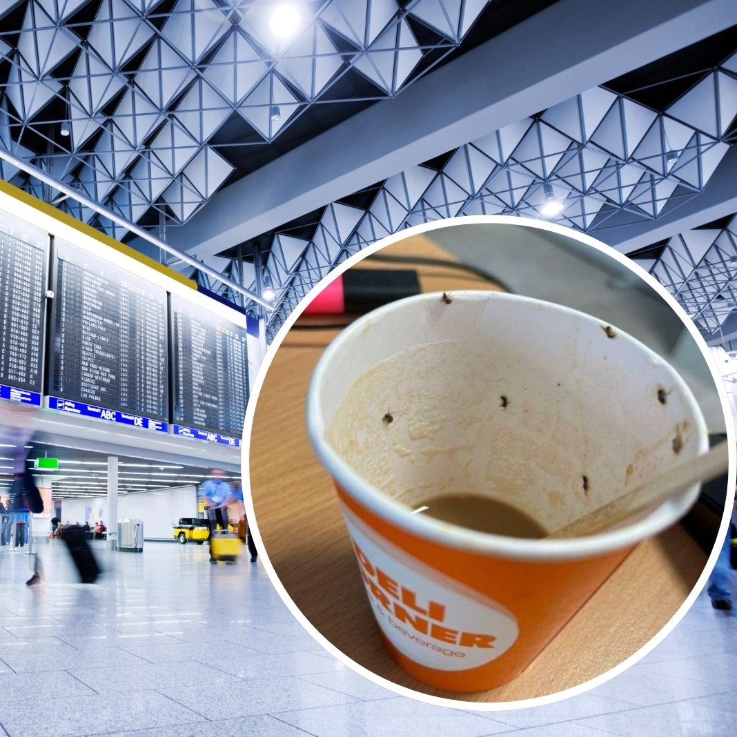 Der grauslige Anblick in den Kaffeebecher.