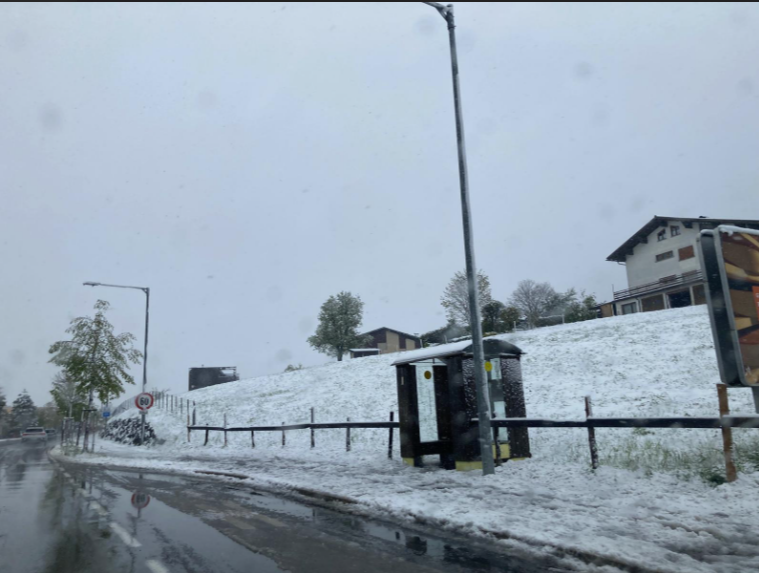 Überraschender Schneefall im Ländle.