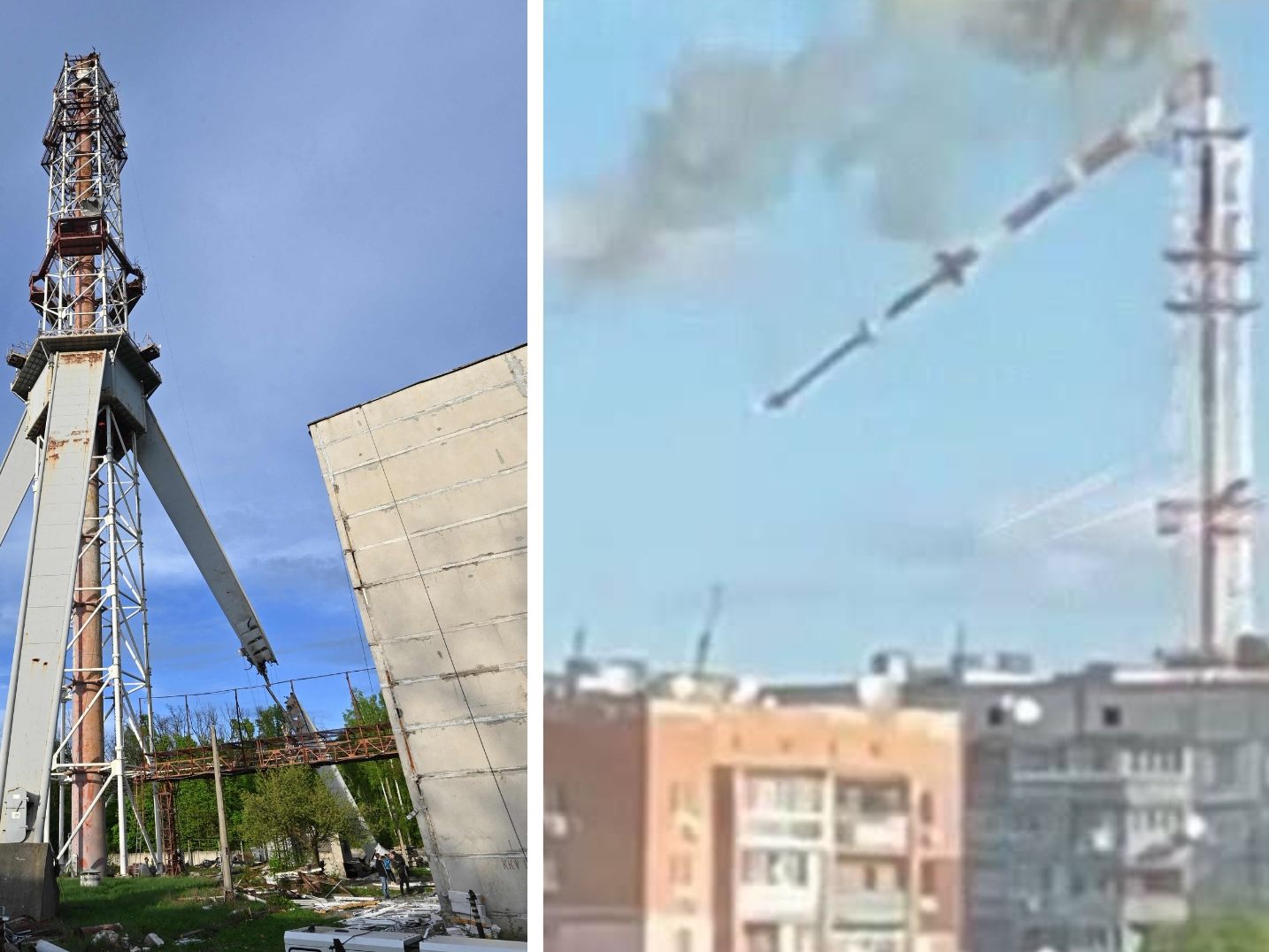 Fernsehturm in Charkiw nach Angriff eingestürzt. Fernsehturm in Charkiw nach Angriff eingestürzt.