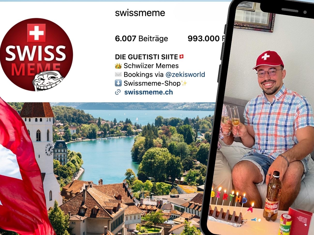 Seine Instagram-Kanäle gehören zu den erfolgreichsten Comedy-Plattformen der Schweiz. Seine Instagram-Kanäle gehören zu den erfolgreichsten Comedy-Plattformen der Schweiz.