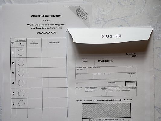 Muster eines amtlichen Stimmzettels und einer Wahlkarte. Muster eines amtlichen Stimmzettels und einer Wahlkarte.