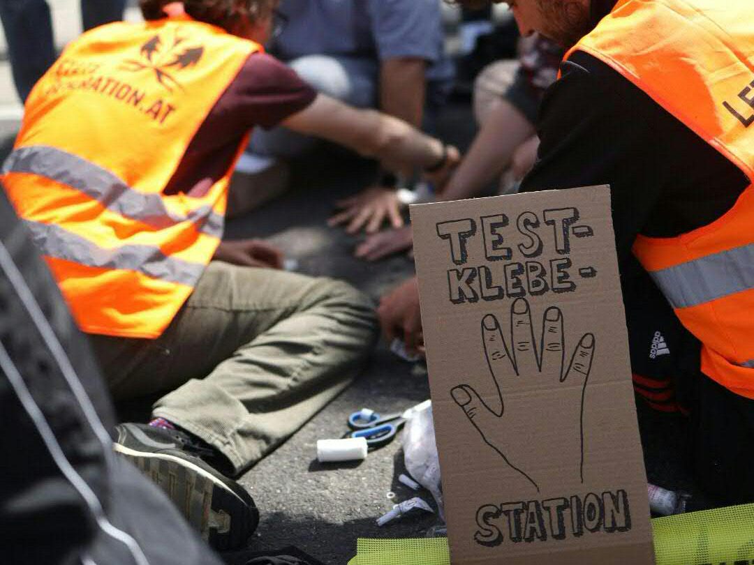 Protest von "Letzter Generation" am Wochenende in Wien.