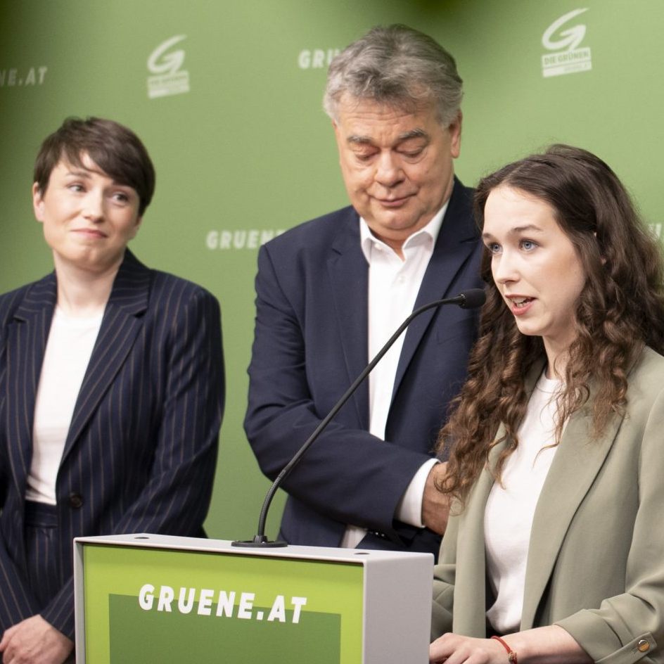Vizekanzler Werner Kogler (Grüne) und Spitzenkandidatin Lena Schilling (Grüne).
