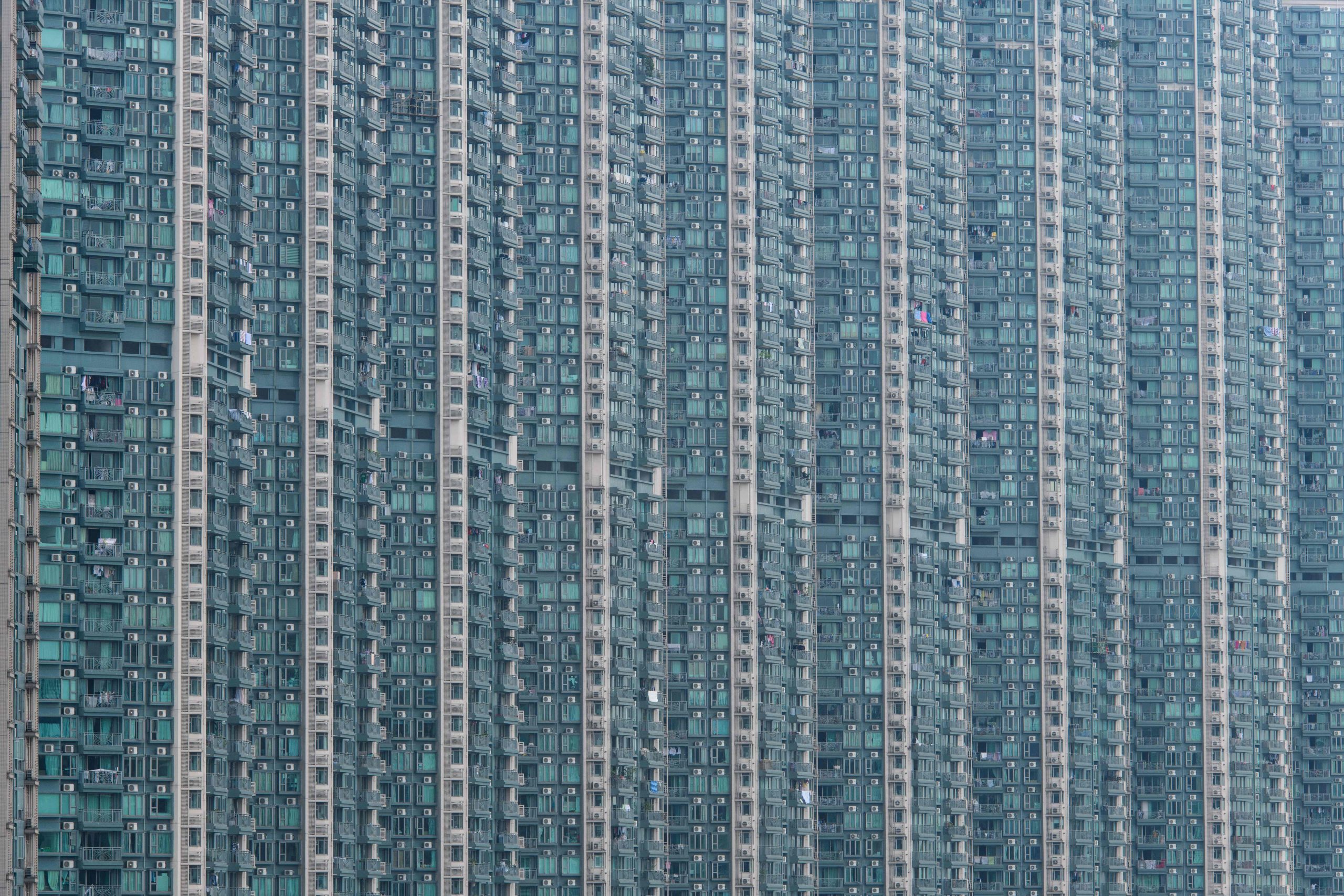 Ein allgemeiner Blick auf einen Wohnkomplex in Hongkong