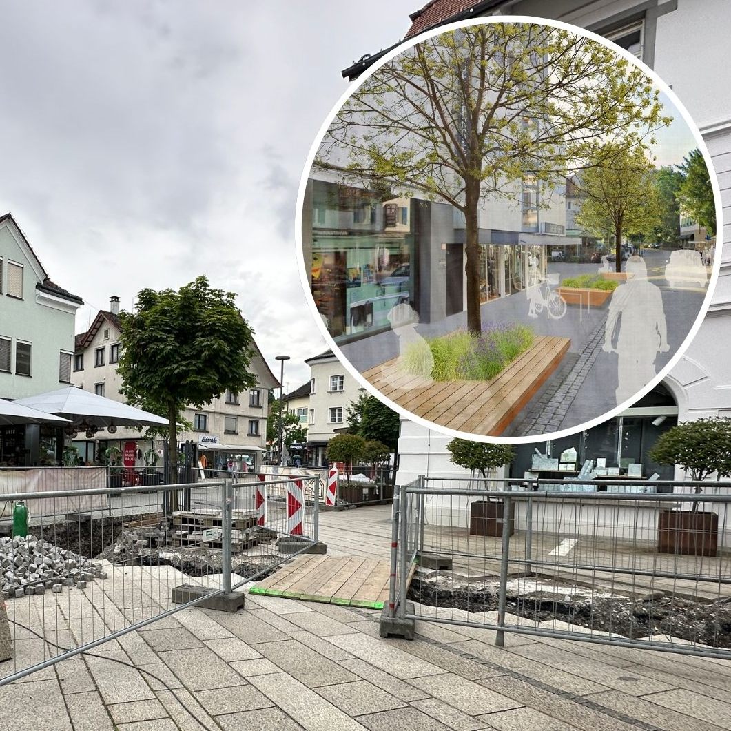 Baustelle in Dornbirn: Die Marktstraße wird neu gestaltet.