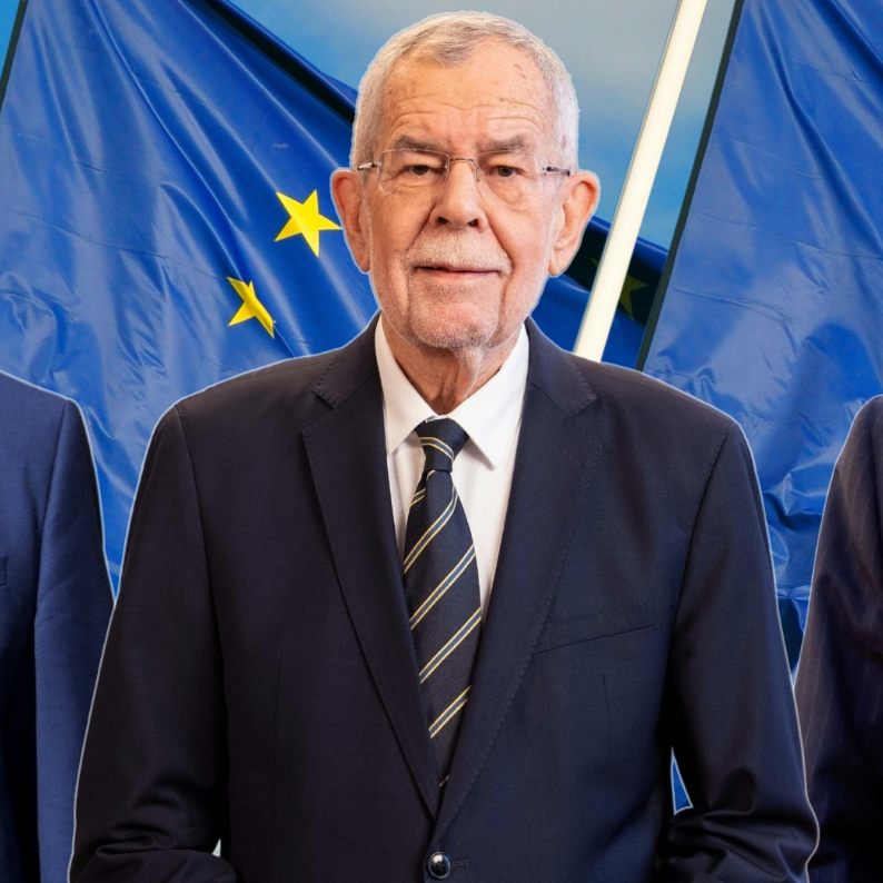 Frank-Walter Steinmeier, Alexander Van der Bellen und Sergio Mattarella (v.l.n.r.) rufen gemeinsam zur Teilnahme an der Europawahl auf.