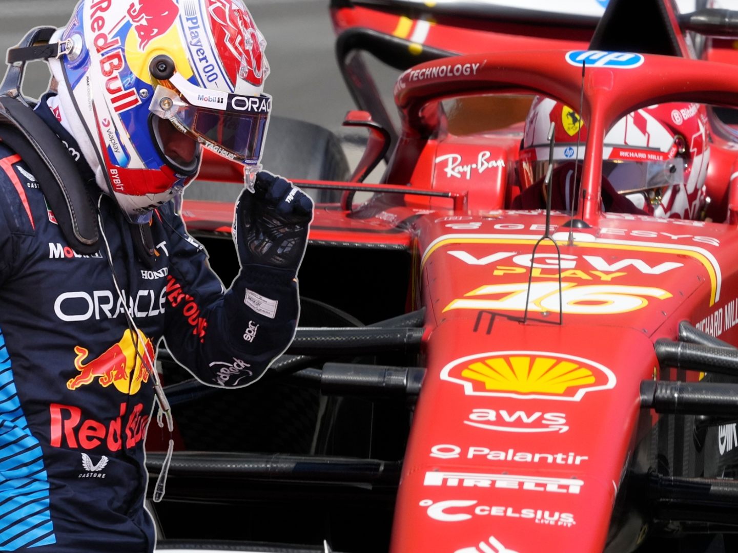 Polesitter Leclerc (r.): "Müssen das nach Hause bringen" - Verstappen (l.) mit wenig Hoffnung auf den Sieg.