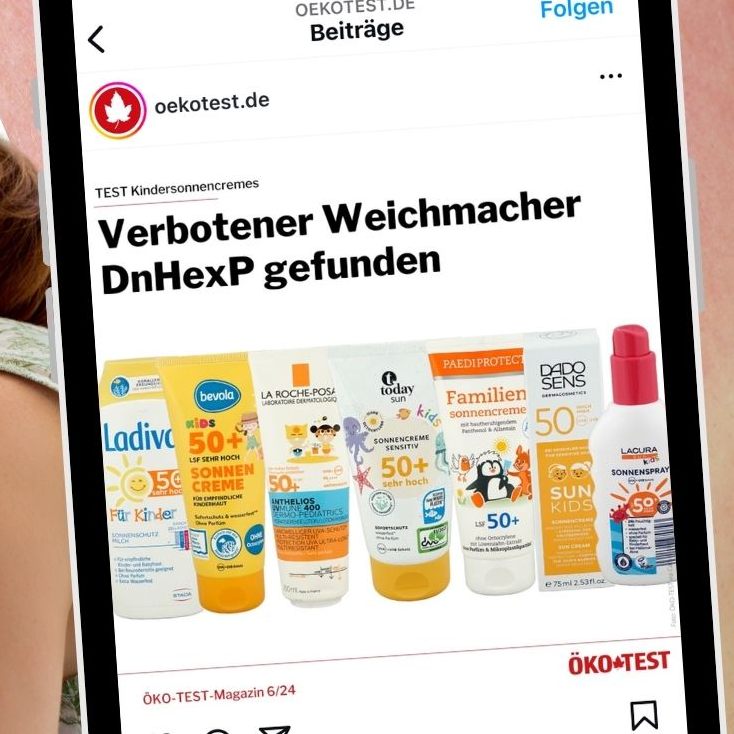 Bei einer aktuellen Untersuchung von „Ökotest“ sind verbotene Weichmacher in einigen Kindersonnencremes entdeckt worden.