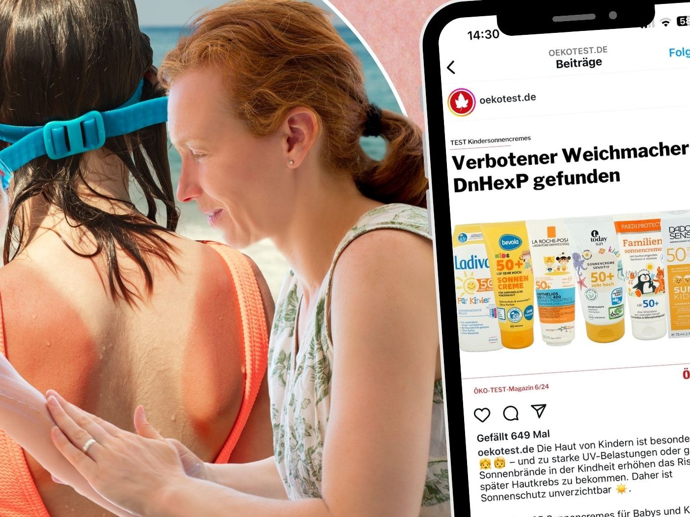 Bei einer aktuellen Untersuchung von „Ökotest“ sind verbotene Weichmacher in einigen Kindersonnencremes entdeckt worden.