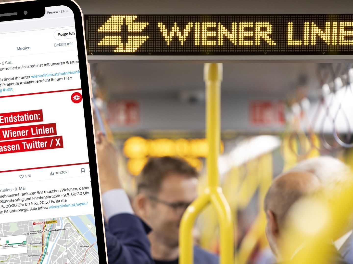 Die Wiener Linien kehren X/Twitter den Rücken. Die Wiener Linien kehren X/Twitter den Rücken.