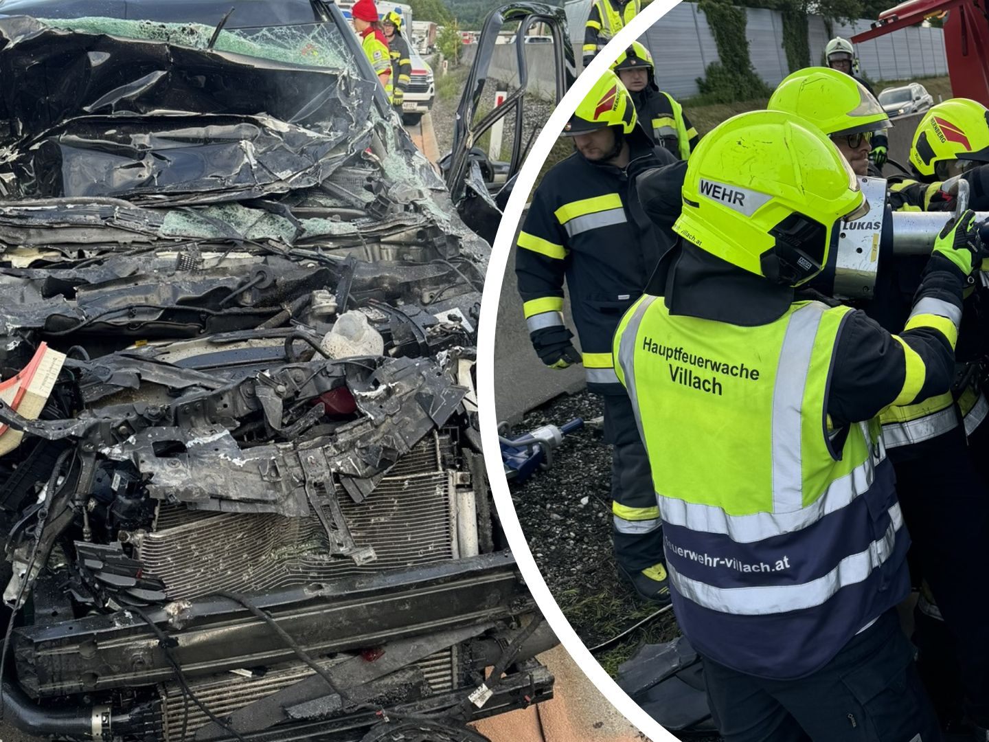 Die 44-Jährige wurde von den Einsatzkräften aus dem Auto befreit.