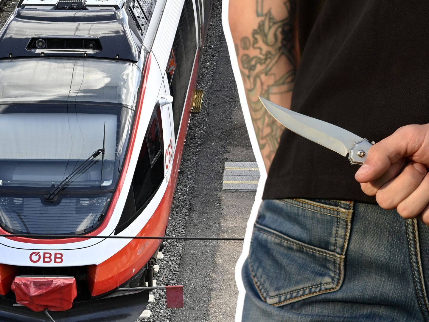 In einer Schnellbahn kam es zur Drohung mit einem Messer.