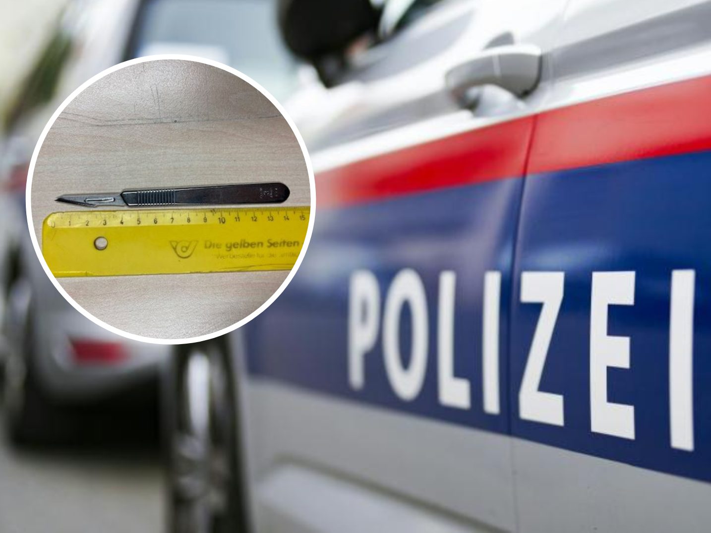 Ein Polizist wurde mit einem Skalpell verletzt. Ein Polizist wurde mit einem Skalpell verletzt.