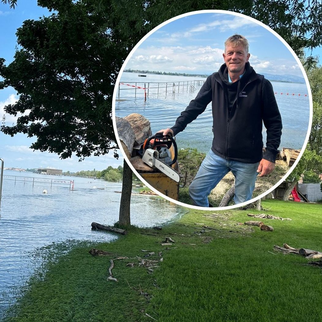 Das Strandbad in Lochau hat trotz Hochwasser geöffnet.